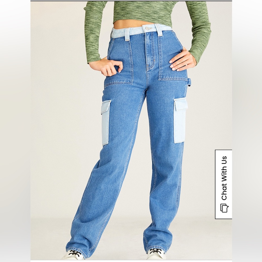 two tone boyfriend cargo jeans